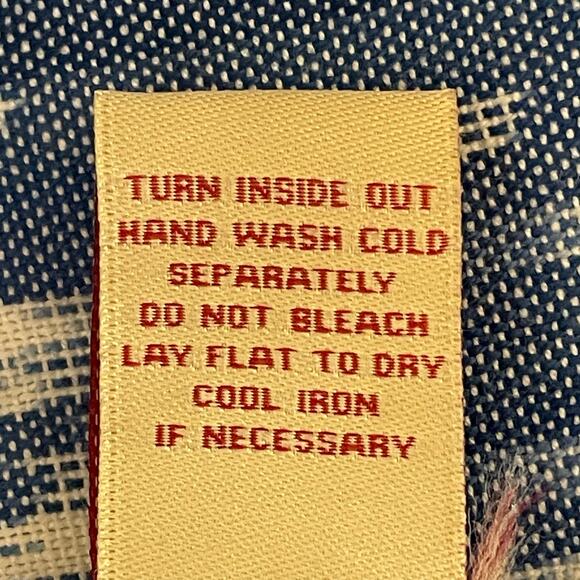 Reba Blue White Ikat Print Floral Embroidered Boho Top MEDIUM Peplum Western - Picture 9 of 10